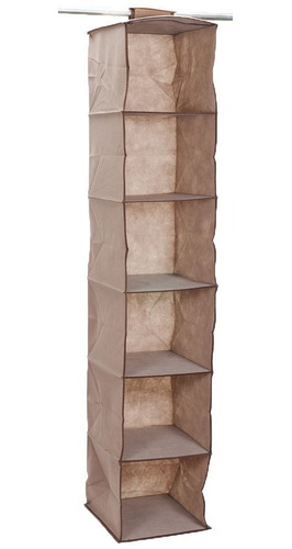 Organizador De Tela Colgante 6 Estantes Beige 27x29x122 Cm