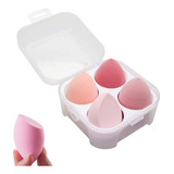 Set De 4 Esponjas De Maquillaje Blender Con Estuche Plástico