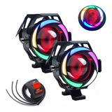 Faros Lupa Led Moto Rgb Ojo Ángel Ojo De Demonio Estrobo U7