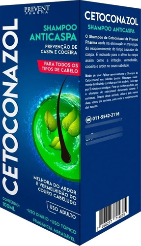 Shampoo Cetoconazol Prevenção Anticaspa Coceira 100ml