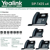 Yealink [4-pack] T42s Teléfono Ip, 12 Líneas. Lcd De 2,7 Pul