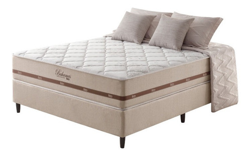 Cama Box Viuva Bege Colchão Molas Superlastic Bahamas 128cm