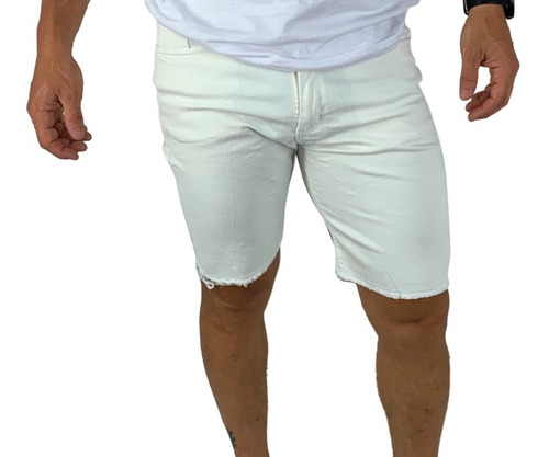 Bermuda Zummo White Jeans Slim Fit Elastizada Hombre Nueva