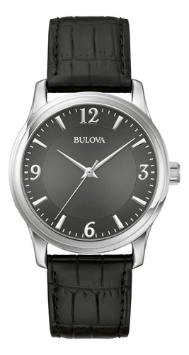 Reloj Bulova Corporate 96a306 Original Para Hombre Color De La Correa Negro Color Del Bisel Plateado Color Del Fondo Gris