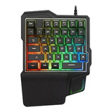 Teclado Gamer Una Mano Retro Iluminado Colores Conexión Usb