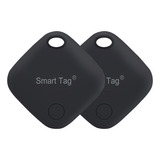 Kit 2 Smart Tag Rastreador Gps Sem Fio Segurança Malas Pets Cor Preto