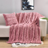 Manta Suave De Peluche Sintetico Rosa Doble Cara 127x160cm