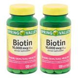 2 Biotinas 10.000 Mcg Spring Valley 240 Softgel Original Eua