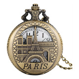 Reloj De Bolsillo Estilo Retro, París Y Torre Eiffel. Jp