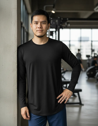 Playera Manga Larga Cuello Redondo Casual Gym Fit Jeltic