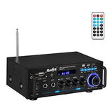 Amplificador Con Bluetooth De 2 Canales Con Radio Fm, Negro