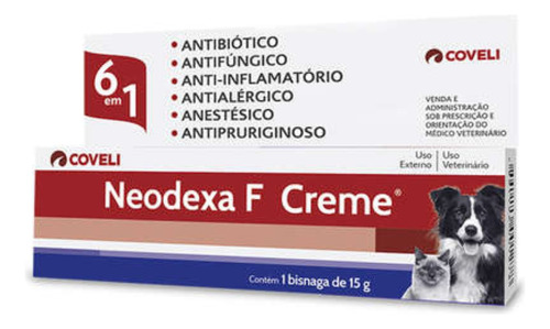 Anti-inflamatória Anestésico Neodexa F Creme 15g Para Cães