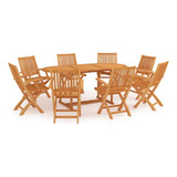 Vidaxl Juego De Comedor De Madera Maciza De Teca Para Patio.