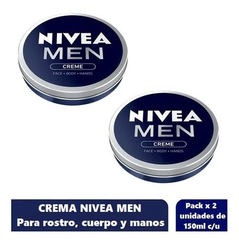 Nivea Men Crema Rostro Cuerpo Y Manos 150 Ml Pack X 2