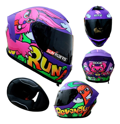 Casco Integral Edge Revenge Frankie Morado Moto Certificado 