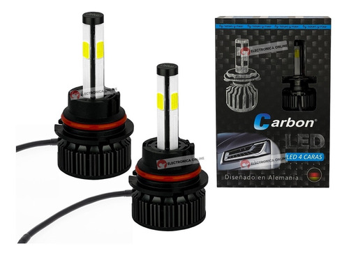 Kit Faros Delanteros Carbon Bi Led Canbus 9007 9004 4 Caras