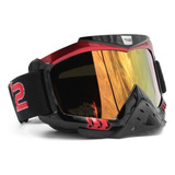 Goggles Gafa Protectora Negro Rojo Mica Tornasol Techx2 Moto Lente Amarillo Tornasol Armazón Negro/rojo