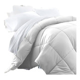 Edredon Queen Blanco Acolchado Simil Plumon Efecto Duvet Lis