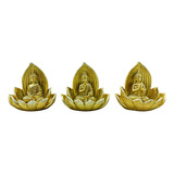 Figuras Decorativas Chicas 9.5cm Buda Flor Loto Set X3 Zn 