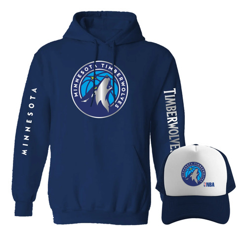 Paquete Sudadera + Gorra Modelo Nba Minnesota Timberwolves