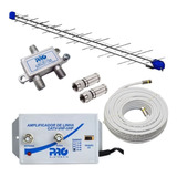 Kit Antena Externa Digital Amplificador Coaxial 20m Conector