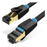 Cable De Red Vention Cat8 Certificado -  8 Metros - Premium Patch Cord - Blindado Sstp Rj45 Ethernet 40gbps - 2000 Mhz - 100% Cobre - Ikabk