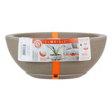 Maceta Floridis Plástico Bowl Premium 30x13 Cm Simil Piedra + Plato Color Beige