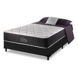 Cama Box Casal + Colchão Mola Anjos Fortflex 200kg P/ Pessoa Cor Preto