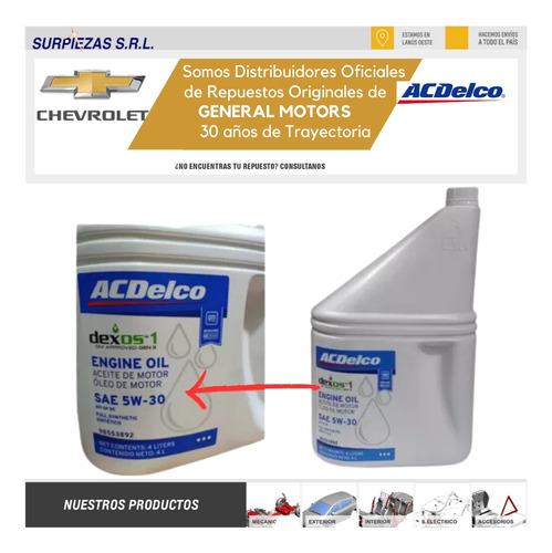 Kit Filtros Chevrolet 100% Onix Prisma + Aceite Sint Acdelco Foto 2