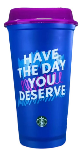 Vaso Reusable Starbucks Retro Rosa Y Azul Tapa Cambia Color