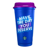 Vaso Reusable Starbucks Retro Rosa Y Azul Tapa Cambia Color