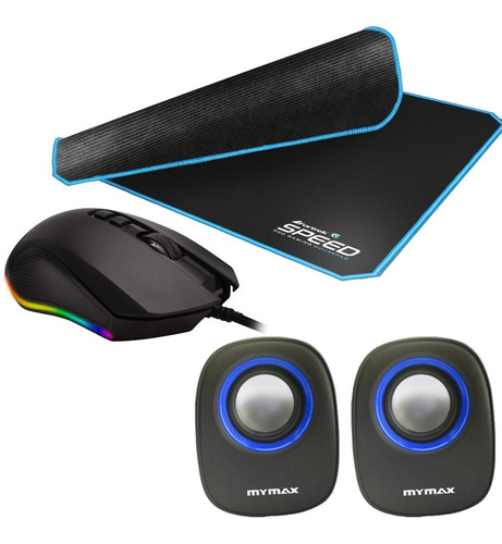 Mouse Gamer G Pro M3 + Mouse Pad Speed + Caixa De Som 6w 