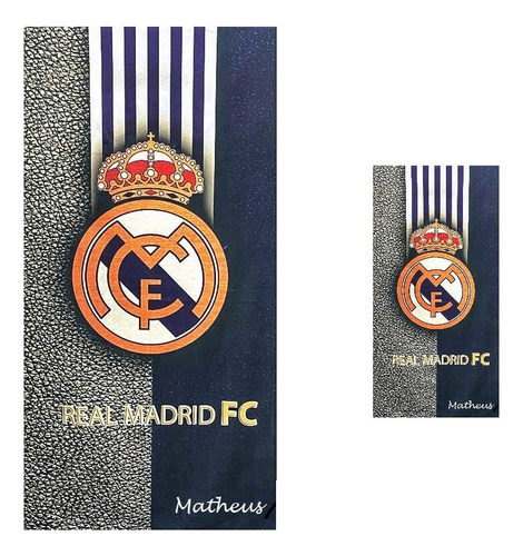 Kit Toalha Banho Real Madrid +  Toalha Rosto Personalizada