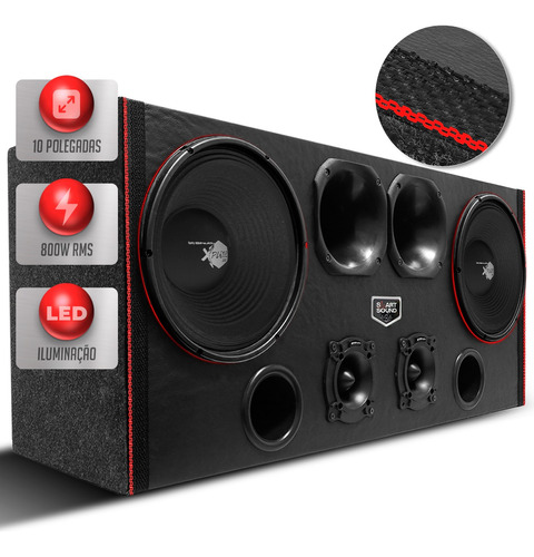 Caixa Som Trio Shutt 800w Woofer 10'' Porta Mala Toca Muito