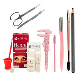 Kit Sobrancelha Profissional Henna E Acessórios Completo Cor Castanho Escuro