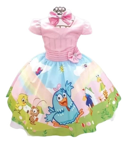 Vestido  Galinha Pintadinha Tematico Luxo Bebe Menina