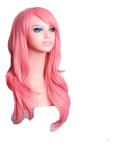 Pelucas Rosa Viejo Simil Natural Cosplay Drag 65cm Larga