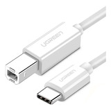 Cabo Impressora Ugreen Usb C P/usb B Macho 1.5m Branco