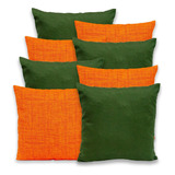 Kit 8 Capas Para Almofadas Gorgurinho Com Zíper 40x40 Verde/ Laranja