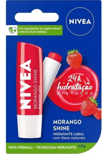 Protetor Labial Nivea Lip Care Morango Shin 4,8g