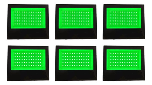 6x Refletor Holofote Led 100w Luz Verde Bivolt Iluminação