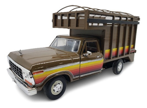 Camioneta De Redilas 1979 Ford F-150 Café Esc 1:24 Motormax