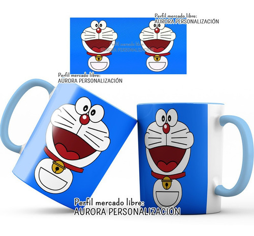 Mug Pocillo Doraemon Gato Cosmico Interior Oreja Azul 02