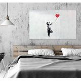 Minimalista Niña Globo Bansky, Cuadro Decorativo Canvas