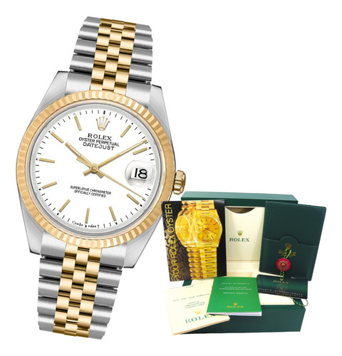 Relógio Rolex Datejust Fundo Branco Com Caixa E Certificados