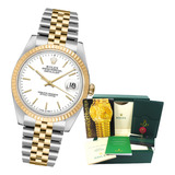 Relógio Rolex Datejust Fundo Branco Com Caixa E Certificados