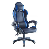 Silla Gamer Tedge Ergonomica Reclinable Negra Con Azul