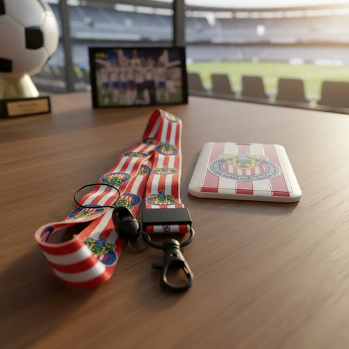 Portagafete Credencial Con Lanyard Club Oficial Chivas