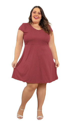 Vestido Midi Curto Plus Size Tendência Atacado Blogueira