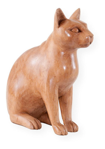 Escultura Em Madeira: Gato (95b)